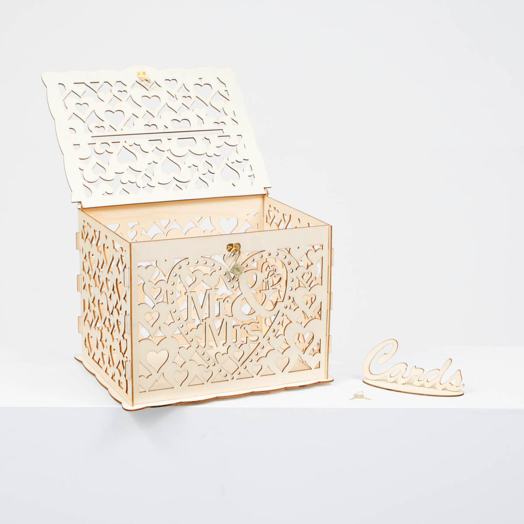 Wishing Well Wedding Card Box - Mr & Mrs Hearts