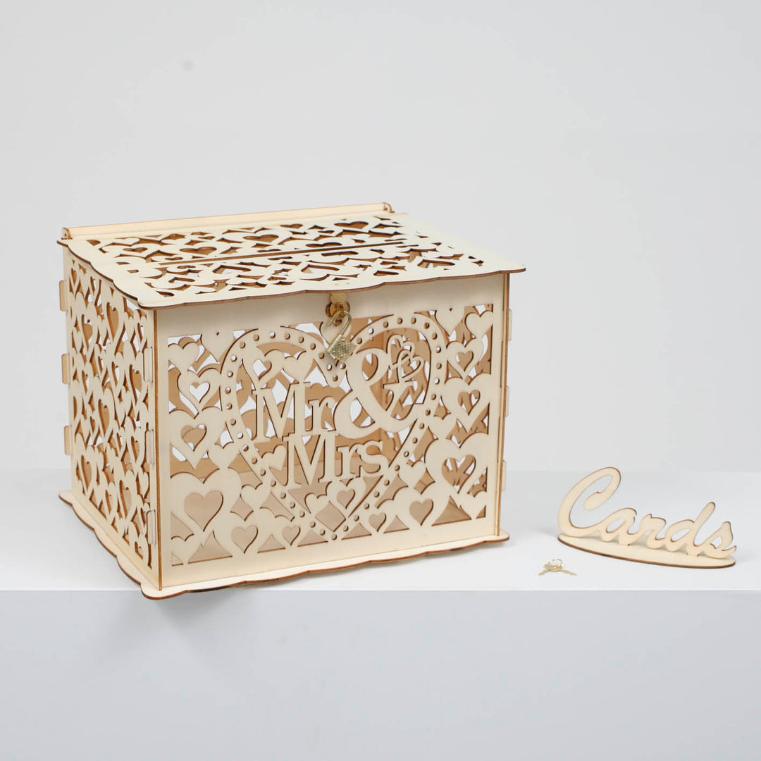 Wishing Well Wedding Card Box - Mr & Mrs Hearts