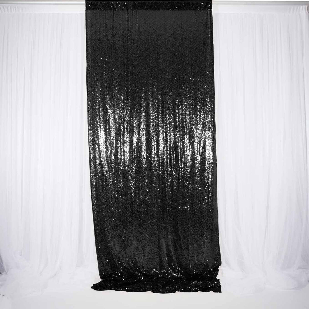 Black Sequin Backdrop Curtain 3m x 1.25m Single