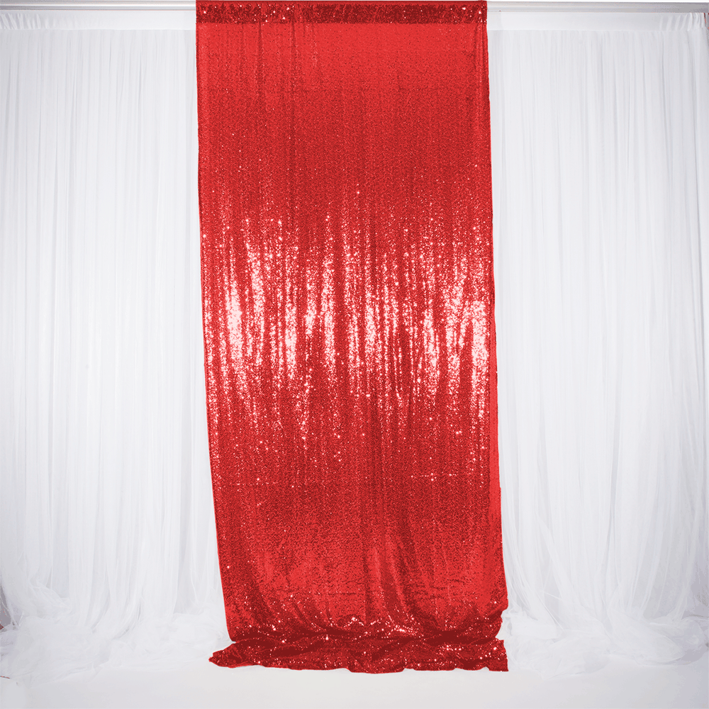 Red Sequin Backdrop Curtain 3m x 1.25m Single Panel