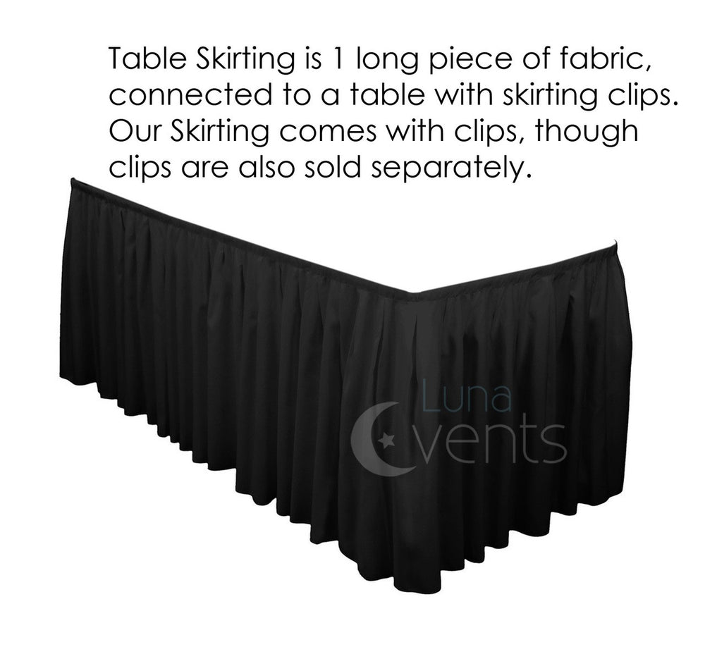 Black Table Skirting (10m) + BONUS Clips Design