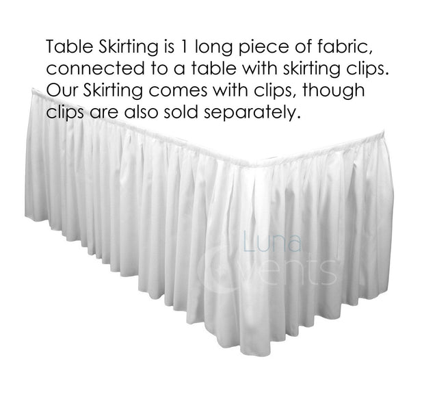 White Table Skirting (3m) + BONUS Skirting Clips Requires Purchase Of Tablecloth For Top