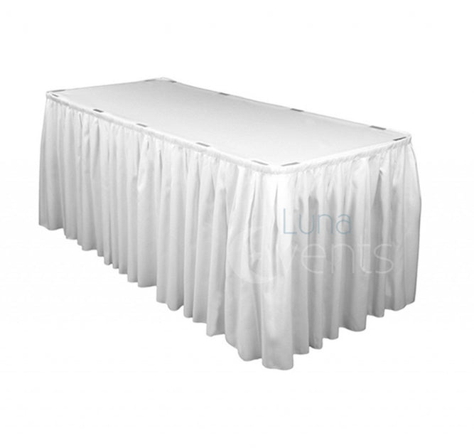 Shop White Table Skirting (5.2m) | Luna Wedding & Event Supplies