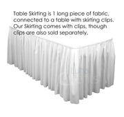 White Table Skirting (7m) + BONUS Skirting Clips  Requires Purchase Of Tablecloth For Top