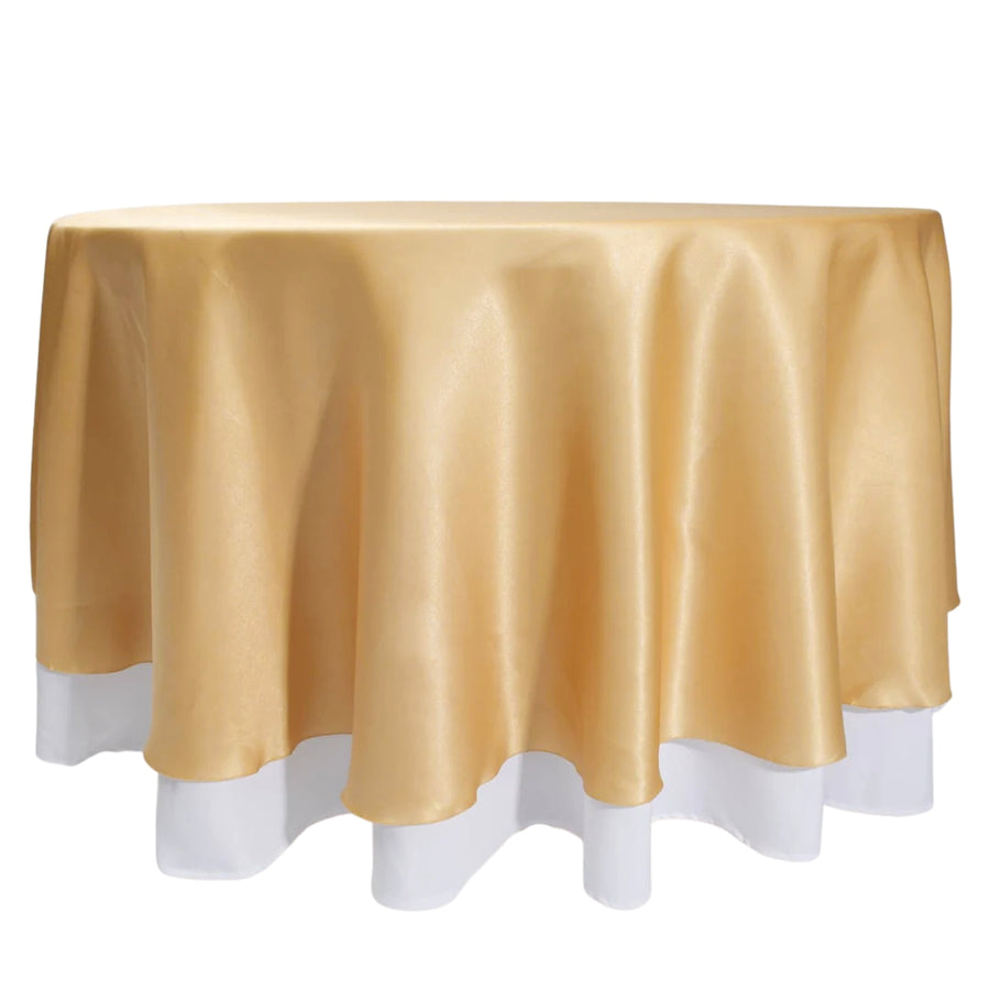 Gold Round Satin Tablecloth Overlay (230cm) On Tablecloth