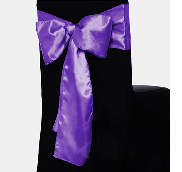 Satin Chair Sashes - Purple