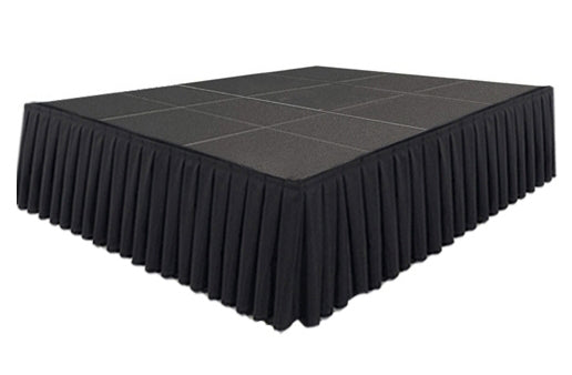 Black Stage Skirting (40cm x 3m) + BONUS Skirting Clips Stage view 1