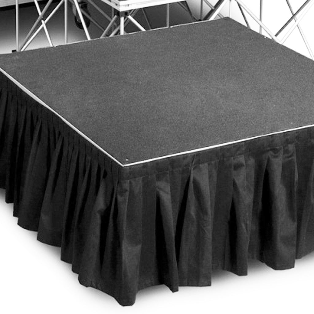 Black Stage Skirting (40cm x 3m) + BONUS Skirting Clips Stage view 2