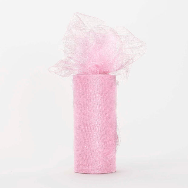 Small Pink Tulle with glitter roll with fluffed tulle