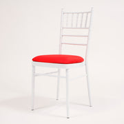 Red Cover on White Chiavari Chair