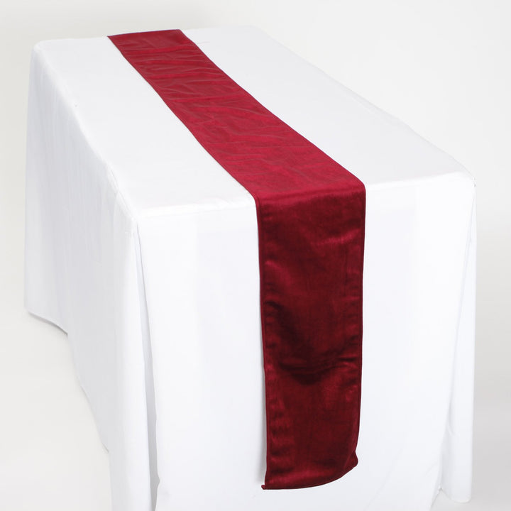 Elegant Burgundy Velvet Table Runner