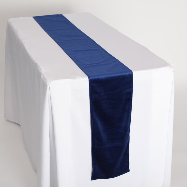 Elegant Navy Velvet Table Runner