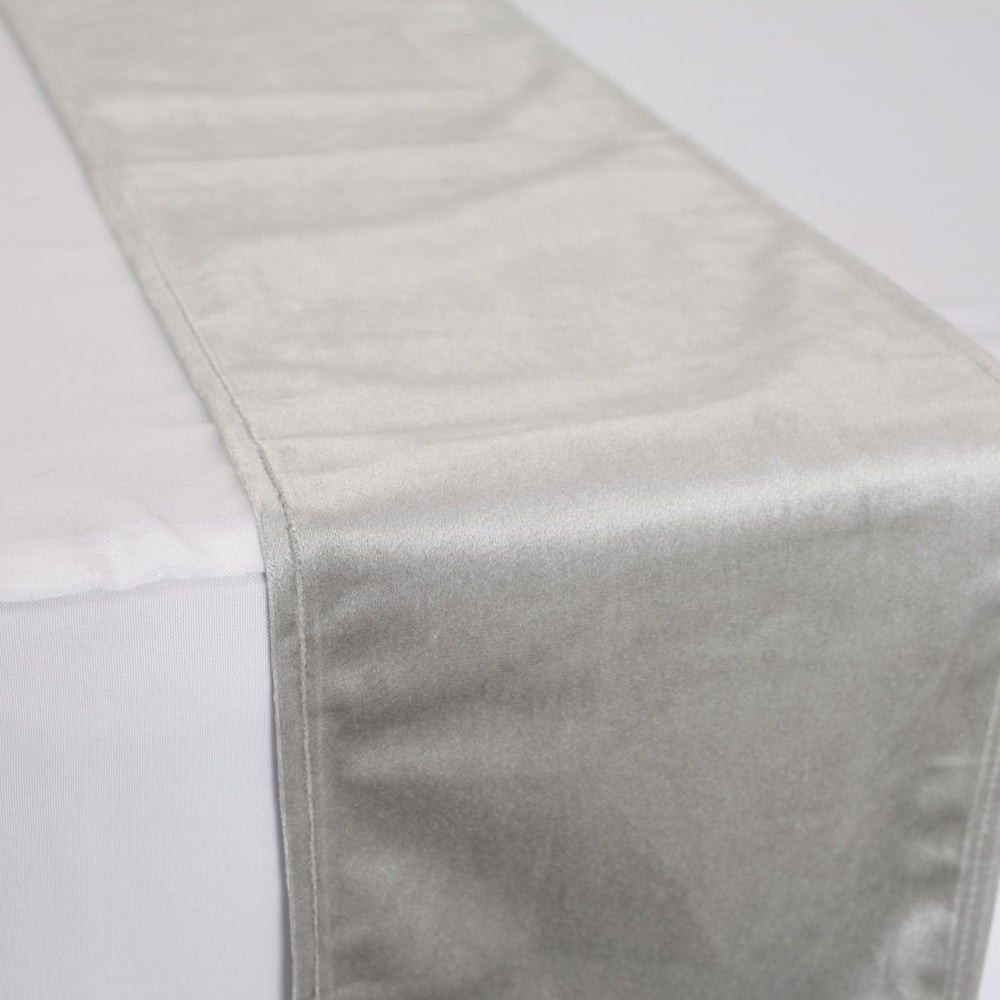 Luxurious Silver Velvet Table Runner