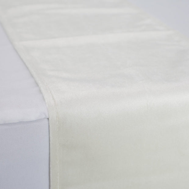 Luxurious White Velvet Table Runner Close View