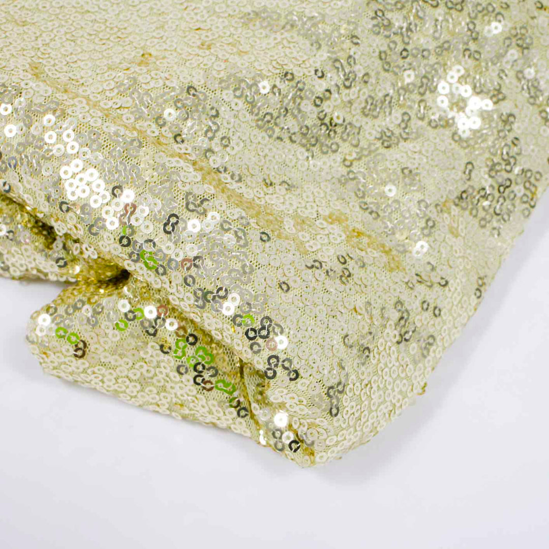 Champagne Gold Sequin Tablecloth 125x240cm Close