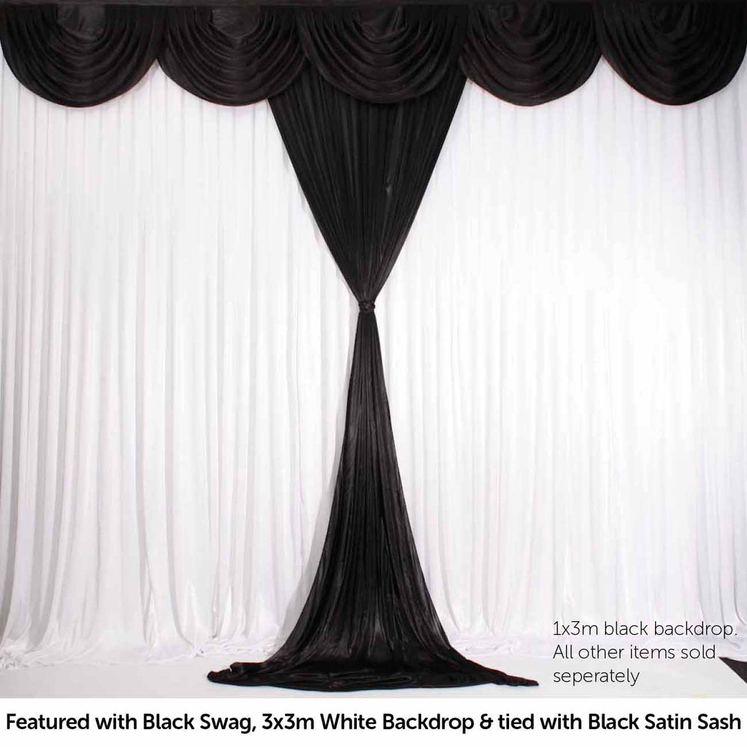 Black Ice Silk Satin Backdrop Convertible Panels 1mx3m