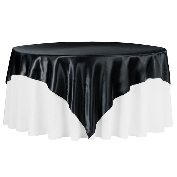 Black Square Satin Tablecloth Overlay (230cm x 230cm)