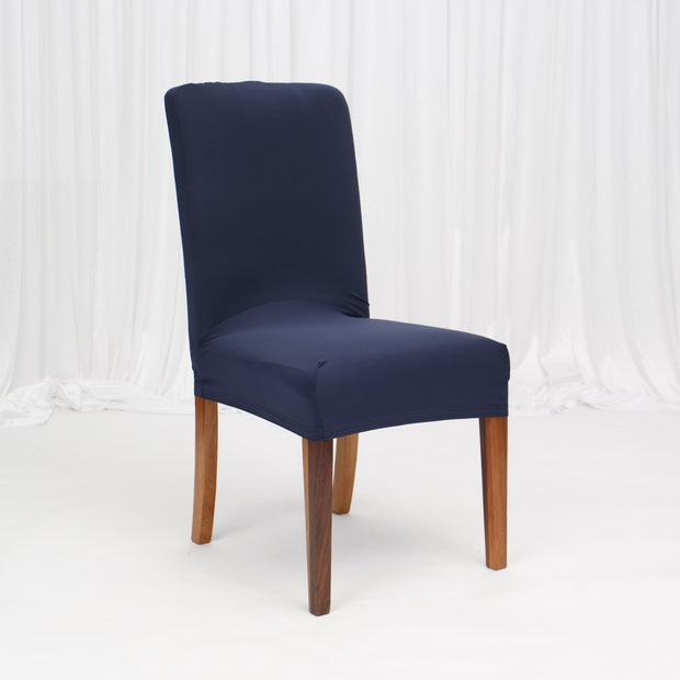 Lycra Chair Covers (Toppers) - Navy On Dining Chair