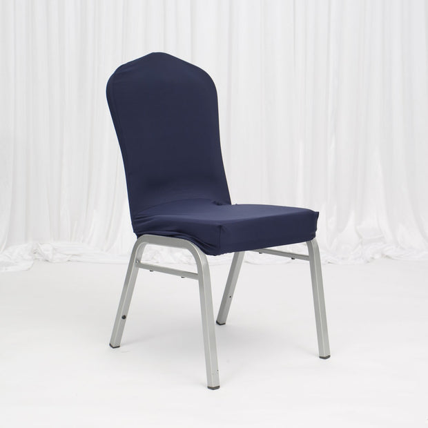 Lycra Chair Covers (Toppers) - Navy On Banquet Chair