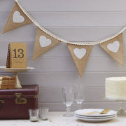 CLEARANCE Bunting - Heart and Lace Hessian Triangles
