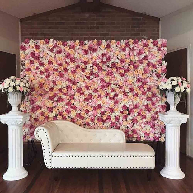 Flower Wall - Rose & Hydrangea (Pink, White, Peach) Assembled Panels