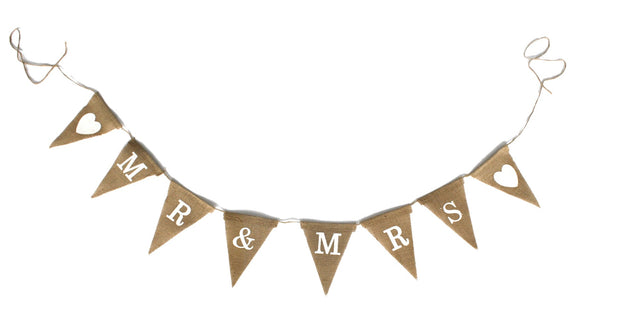 CLEARANCE Bunting - Hessian Mr & Mrs Triangles