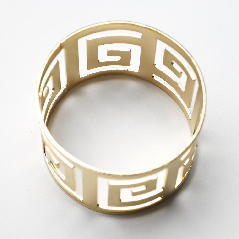 Gold Napkin Ring - Geometric Luxe Meander. Without Napkin