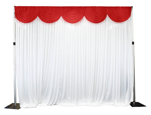 Ice Silk Satin 3m Swag  -  Red Fitted To Ice Silk Satin Backdrop