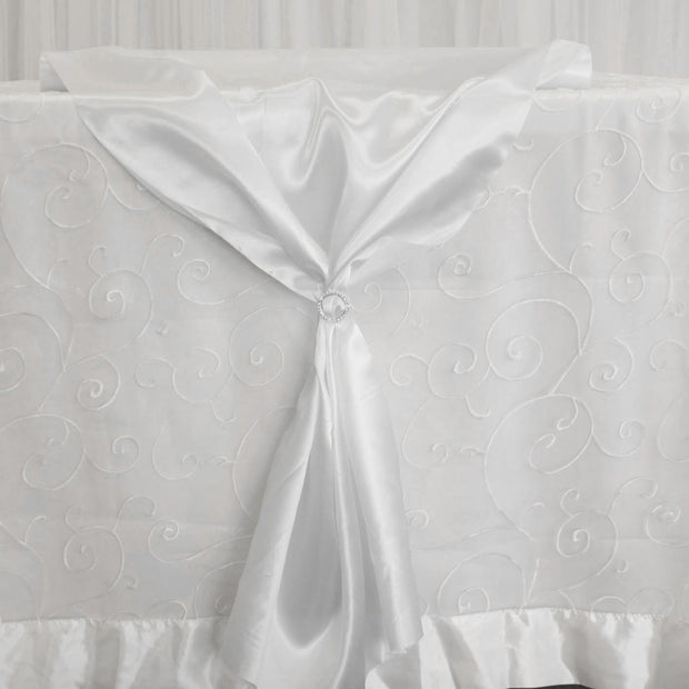 Satin Fabric Roll - White With Sparkly Diamante Buckle